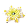 Handmade Polymer Clay and Snowflake Lampwork and Glass Round Pendants PALLOY-MZ00639-5