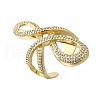 Brass Micro Pave Clear Cubic Zirconia Open Cuff Rings RJEW-F179-02G-2