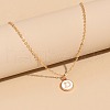 Alloy White Enamel Disc with Initial Pendant Necklaces for Women WG552C5-04-1