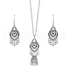 Bohemian Style Alloy & Rhinestone & Plastic Pearl Pendant Bell Tassel Necklaces & Dangle Earring FS-WGA0D62-02-2