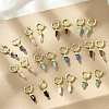Natural Mixed Stone Hoop Earrings EJEW-P306-01G-1