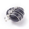 Synthetic Goldstone Gemstone Pendants PALLOY-JF01303-02-4