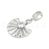 Brass Clear Cubic Zirconia Fan European Dangle Charms KK-Z090-05P-2