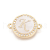 Brass Micro Pave Cubic Zirconia Links ZIRC-L078-006K-NR-1