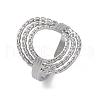Oval 304 Stainless Steel Open Cuff Rings for Women RJEW-F174-05P-2