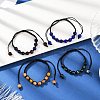 4Pcs 4 Colors Baking Painted Glass Round Beads Braided Bead Bracelets BJEW-JB11974-1