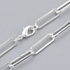 Brass Flat Oval Paperclip Chain Necklace Making MAK-S072-07A-S-1