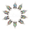 10Pcs Owl Shaped Alloy Rhinestone Connector Charms PALLOY-CJ0002-63-3