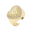 Heart Brass Micro Pave Cubic Zirconia Cuff Rings for Women RJEW-A069-08G-4