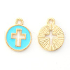 Light Gold Plated Alloy Enamel Pendants X-ENAM-R136-18D-2