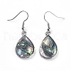 Teardrop Platinum Tone Brass Natural Paua Shell Dangle Earrings EJEW-M060-08-01-4
