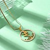 304 Stainless Steel Crystal Rhinestone Ring with Mermaid Pendant Necklaces for Women NJEW-P327-02G-1