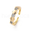 Brass Micro Pave Clear Cubic Zirconia Cuff Finger Rings for Women RJEW-C116-05G-4