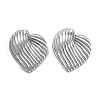 304 Stainless Steel Heart Ear Studs for Women EJEW-P234-18P-1