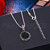 Flat Round Zinc Alloy Resin Pendant Necklaces & Hoop Earrings & Rings Sets FS-WG9E730-01-4