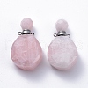 Faceted Natural Rose Quartz Openable Perfume Bottle Pendants G-E564-08B-P-2