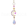 Glass & Brass Moon Star Pendant Decorations HJEW-PW0002-06D-1