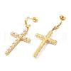 ABS Imitation Pearl Cross Dangle Stud Earrings EJEW-K248-18G-2
