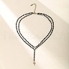 Gothic 304 Stainless Steel & Glass Double Layer Cross Pendant Necklaces for Women FS-WG8F80C-01-5