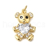 Rack Plating Brass Micro Pave Cubic Zirconia Pendants ZIRC-F142-35G-1