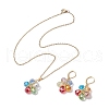 Glass & Glass Seed Beads Flower Pendant Necklaces & Hoop Earrings Sets SJEW-MZ00012-2