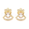 Christmas Theme Brass Pave Clear Cubic Zirconia Charms KK-T073-02G-1