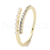 Clear Cubic Zirconia Curff Ring with ABS Imitation Pearl Beaded RJEW-B041-01G-1