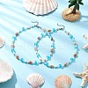 Summer Beach Natural Shell & Glass & Synthetic Turquoise Beaded Necklaces for Women NJEW-JN05247-1