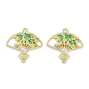 Alloy Green & Yellow Enamel Fan Connector Charms FIND-M079-07B-G-1
