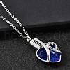 304 Stainless Steel & Blue Glass Heart Urn Ashes Necklaces NJEW-K393-04P-2