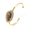 Natural Smoky Quartz Horse Eye Wrapped Cuff Bangle G-D458-02G-08-RS-4