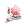 Glass Seed Beaded Angel Pendants PALLOY-MZ00714-03-4