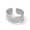 Non-Tarnish 304 Stainless Steel Twist Wave Open Cuff Ring for Women X-RJEW-C045-22P-2