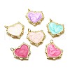 Brass Micro Pave Cubic Zirconia Enamel Pendants KK-V011-22G-1