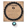 Birthstone Natural Black Obsidian Round Bead Stretch Bracelets QA9771-2-1