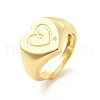 Rack Plating Brass Heart Singet Adjustable Ring for Women RJEW-E064-02G-1
