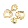 Hollow Heart Brass Pave Clear Cubic Zirconia Dangle Stud Earrings EJEW-M258-26G-2