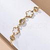 Cubic Zirconia & Resin Flower Link Bracelet BJEW-D025-05G-02-2
