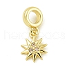 Rack Plating Brass Pave Clear Cubic Zirconia Sun European Dangle Charms KK-Z067-39G-1