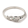 Brass Pave Clear Cubic Zirconia Leopard Hinged Bangle for Women BJEW-K246-11P-2