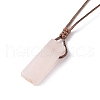 Natural Rose Quartz Nugget Pendant Necklace with Waxed Cord for Women NJEW-F306-01G-3
