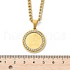304 Stainless Steel Crystal Rhinestone Muslim Islamic Religion Flat Round Pendant Necklaces NJEW-P327-05G-5