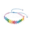 Handmade Rainbow Glass Seed Beads Braided Beaded Bracelets BJEW-MZ00131-2