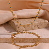 304 Stainless Steel Deep Sky Blue Enamel Flower Link Chain Necklaces for Women FS-WG93F36-01-2