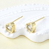 Brass Micro Pave Clear Cubic Zirconia Stud Earrings for Women EJEW-F363-02G-4