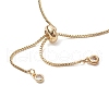 Glass Seed Heart & Brass Cross Charms Silder Bracelets BJEW-MZ00056-4