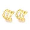 Rack Plating Brass Oval Cuff Earrings with Plastic Pearl EJEW-A028-54G-1
