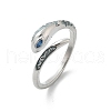 Brass Cubic Zirconia Cuff Rings for Women RJEW-S401-01P-4