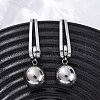 304 Stainless Steel Round Dangle Stud Earrings EJEW-Z098-31P-2