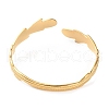 304 Stainless Steel Feather Shape Cuff Bangles BJEW-F457-13G-2
